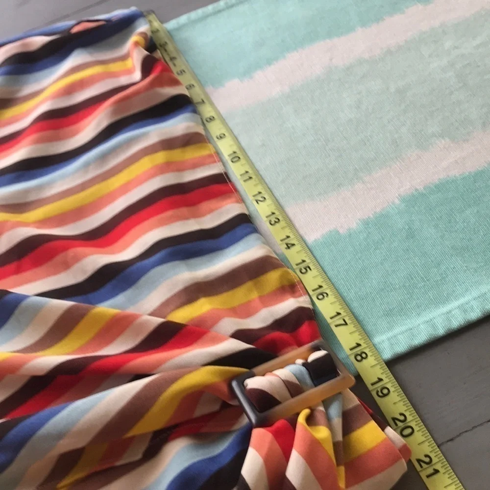 Ophelia Roe Colorful Stripe Faux Wrap Buckle Skirt Plus Size - Picture 8 of 9